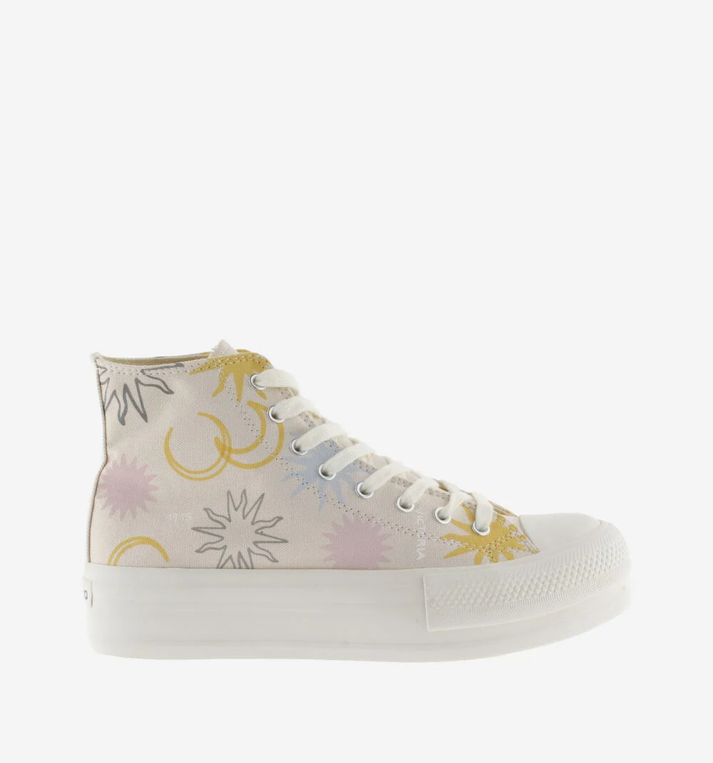 TRIBU DOBLE TOILE SOLEILS Baskets montantes imprimées pour femme NUDE