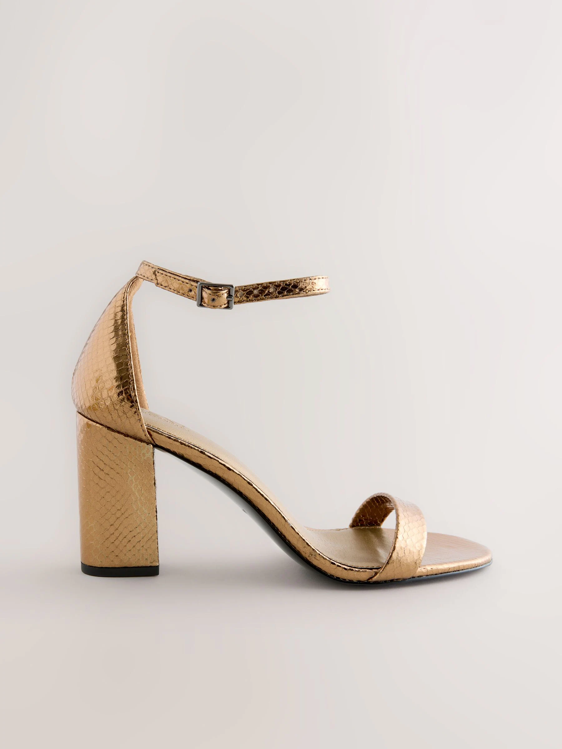Brons - Sandalen met blokhak