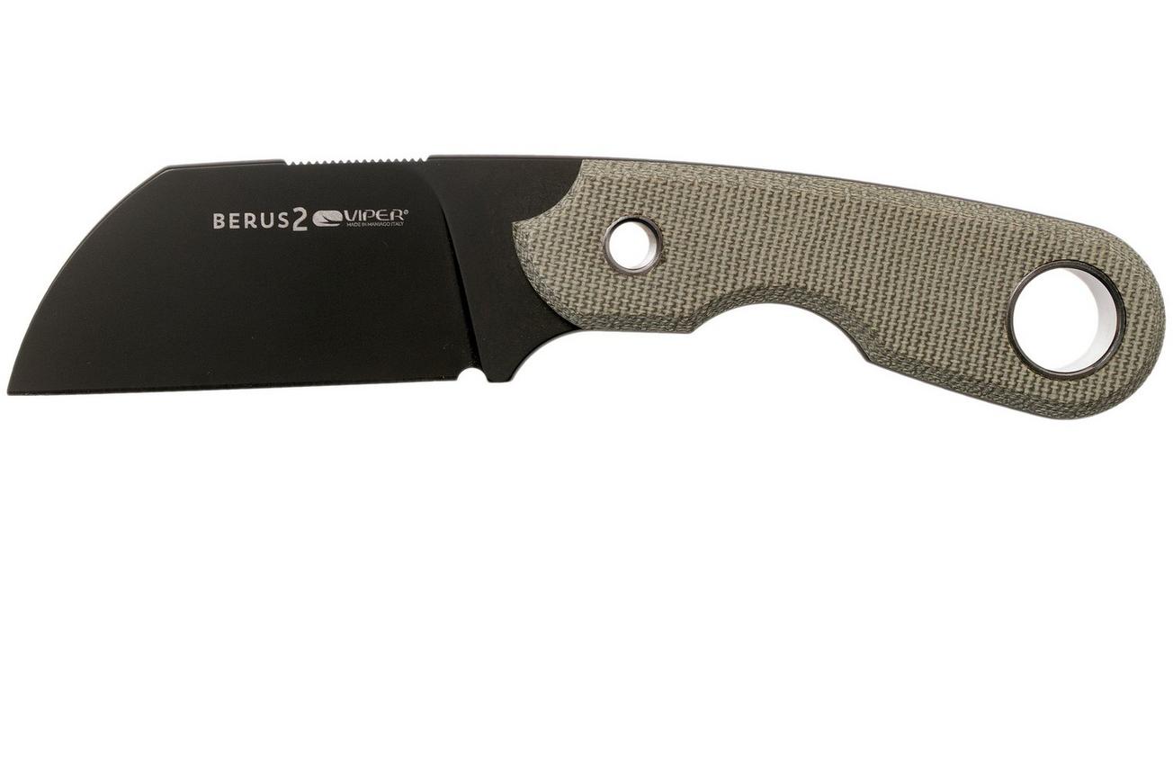 Viper Berus 2 VT4014DCG M390 PVD Black, Green Canvas Micarta vaststaand mes, Rumici design
