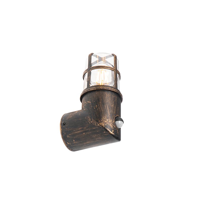 Buiten wandlamp antiek goud IP54 met bewegingssensor - Kiki