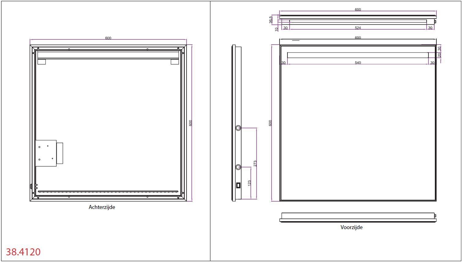 Mueller Amber LED 60x60cm spiegel inclusief spiegelverwarming