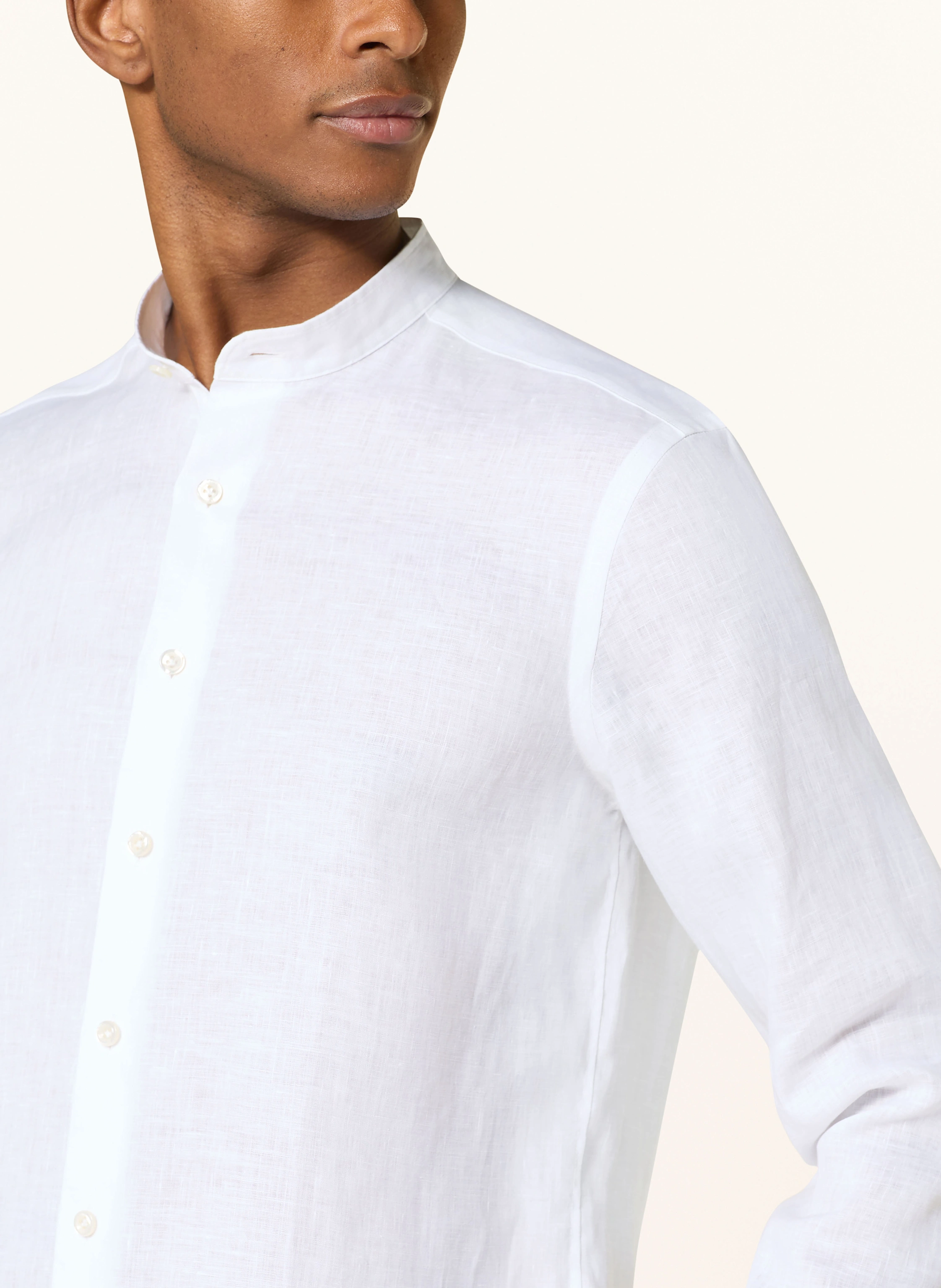 OLYMP SIGNATURE Leinenhemd Tailored Fit mit Stehkragen