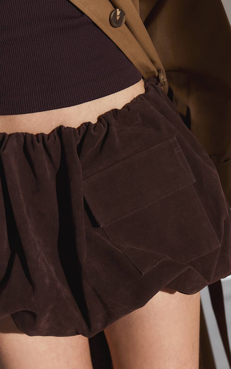 Chocolate Brown Mini-jupe Bouffante En Synthétique Avec Détail De Poches