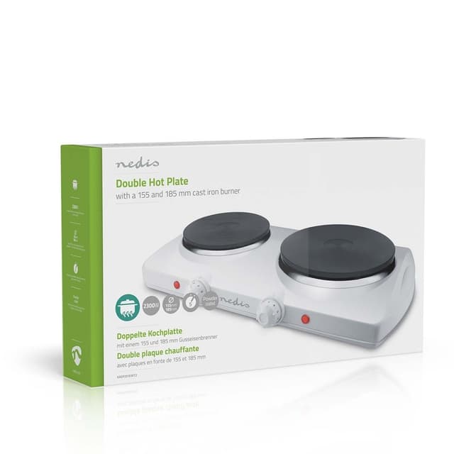 Nedis Elektrisk Kogeplade | Kogeplader: 2 | 2300 W | Overophedningsbeskyttelse | Hvid