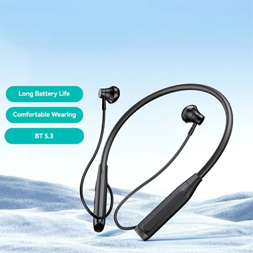 Magnetische In-Ear Bluetooth 5.3 Sport Kopfhörer mit Nackenbügel - Schwarz