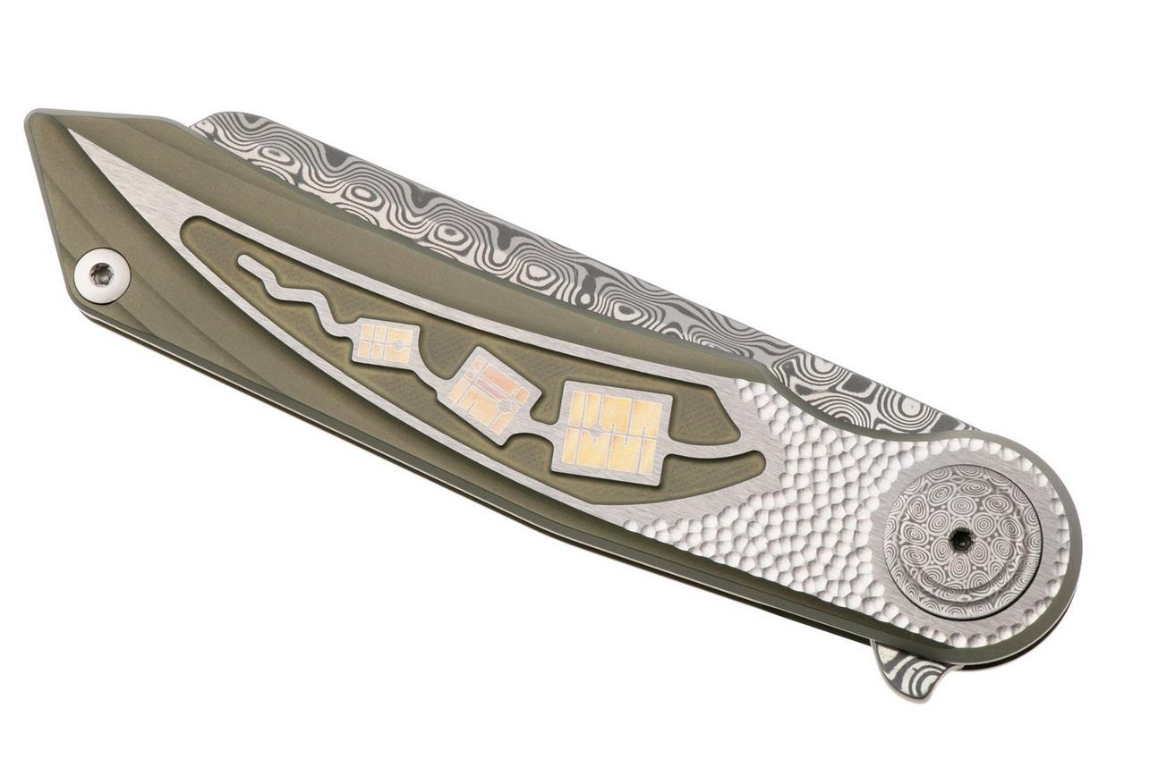 CRKT Fortuitous 4015 Rose Damasteel, Green Titanium, zakmes, Michael Walker design