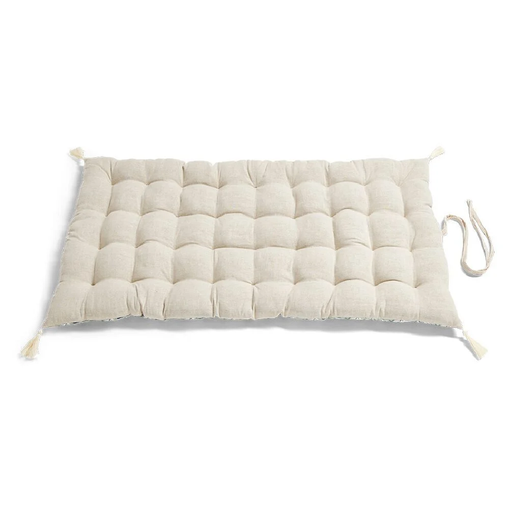 Matelas de sol 120x60cm pompons polycoton beige