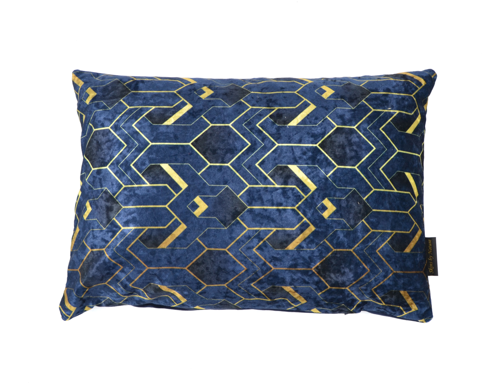Kussen velvet Art deco blauw 50 x 30 cm