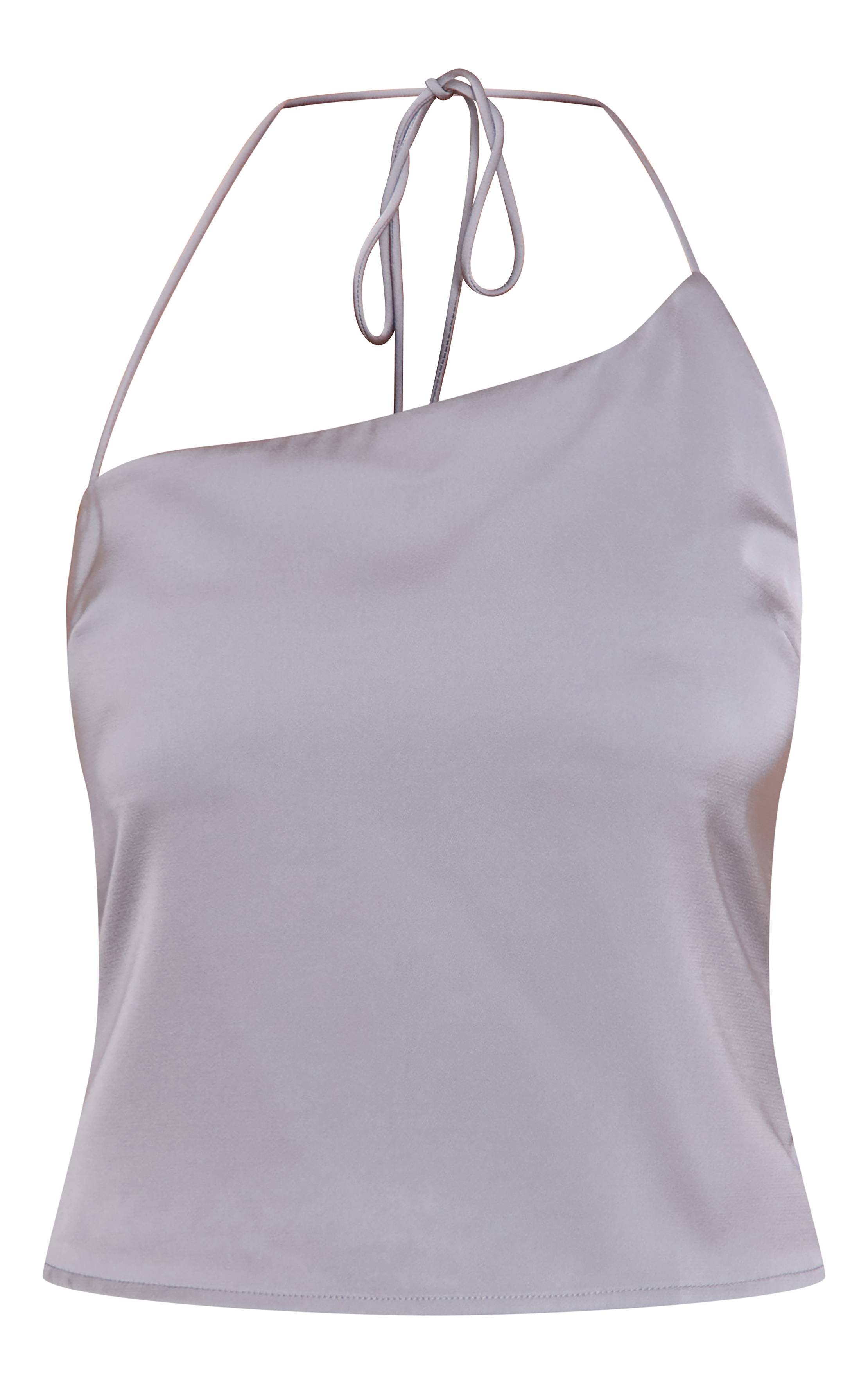 Gris Top Court Dos Nu En Satin