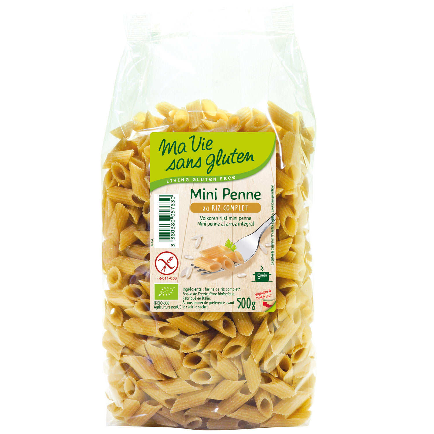 Mini penne au riz complet - pâtes bio certifiées sans gluten