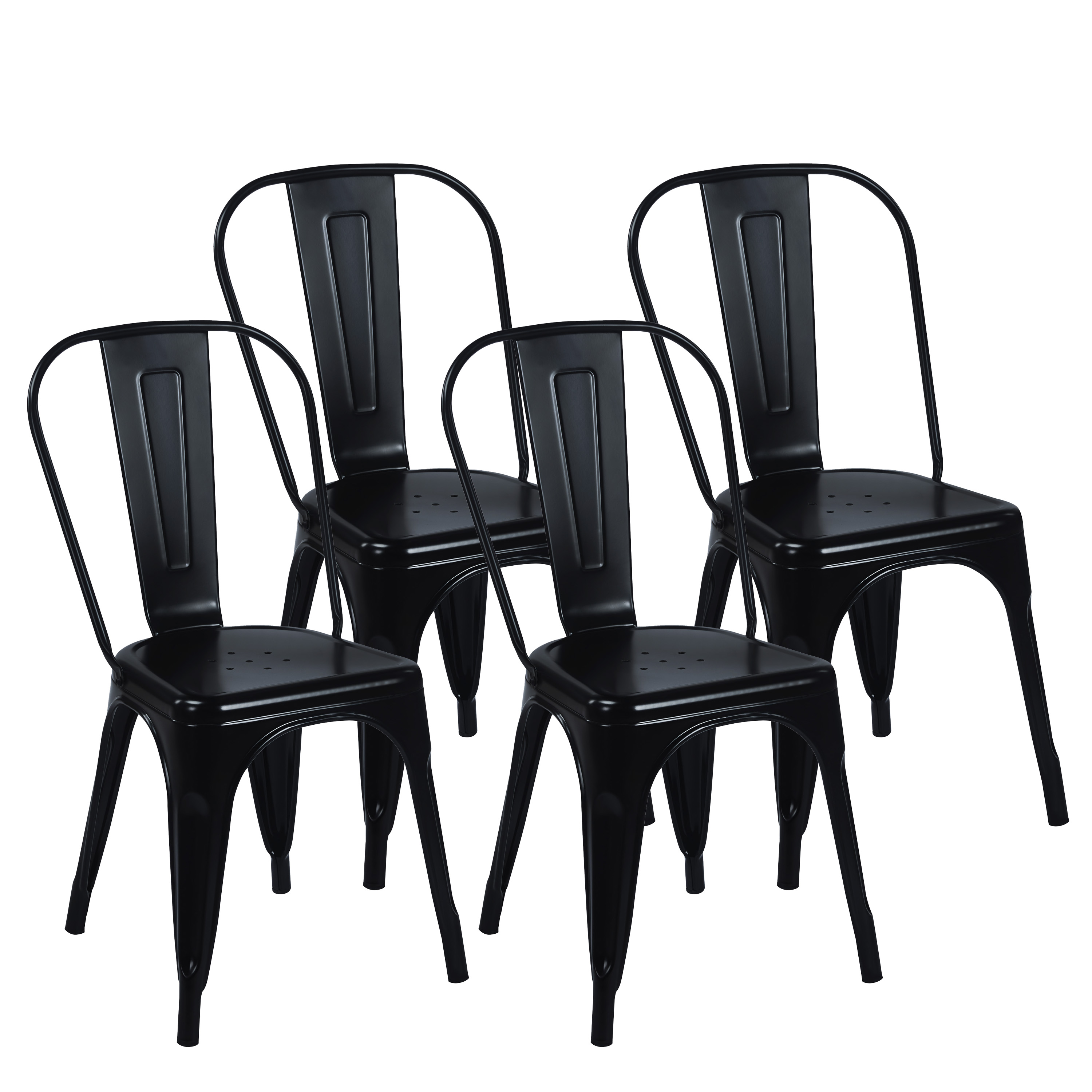 Esszimmerstuhl Metall METALUXE 4er Set schwarz
