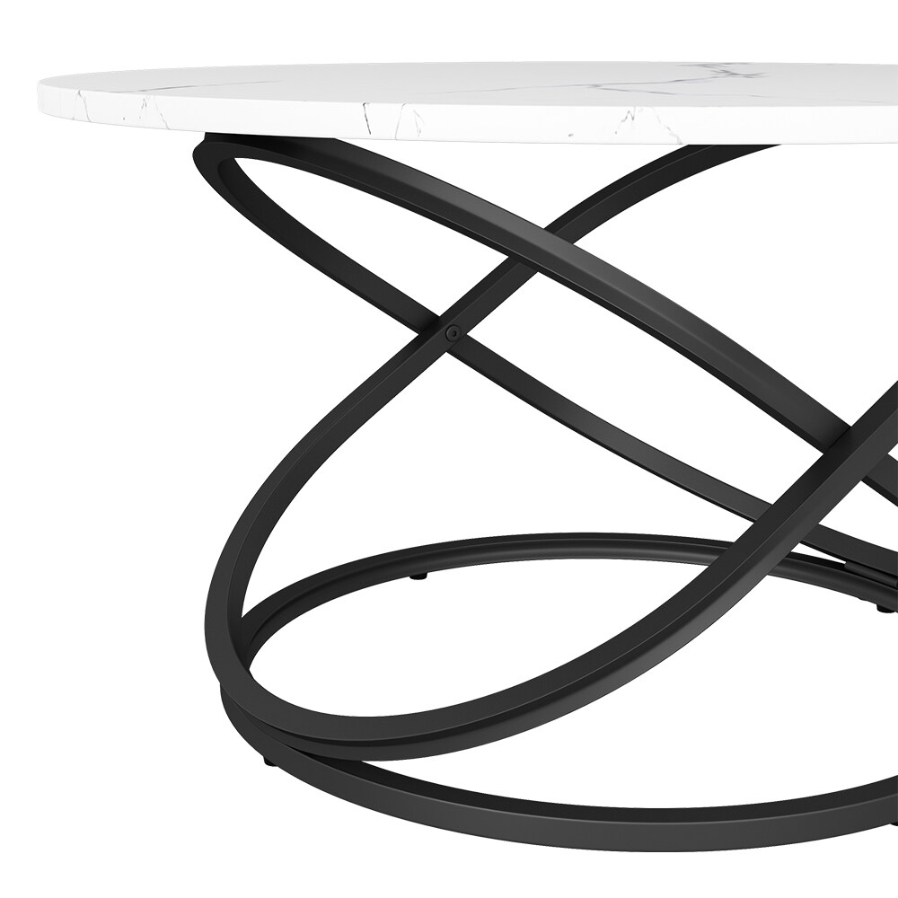 Vicco Couchtisch Calgary Weiß Marmor-Optik 80 x 46 cm Wohnzimmertisch