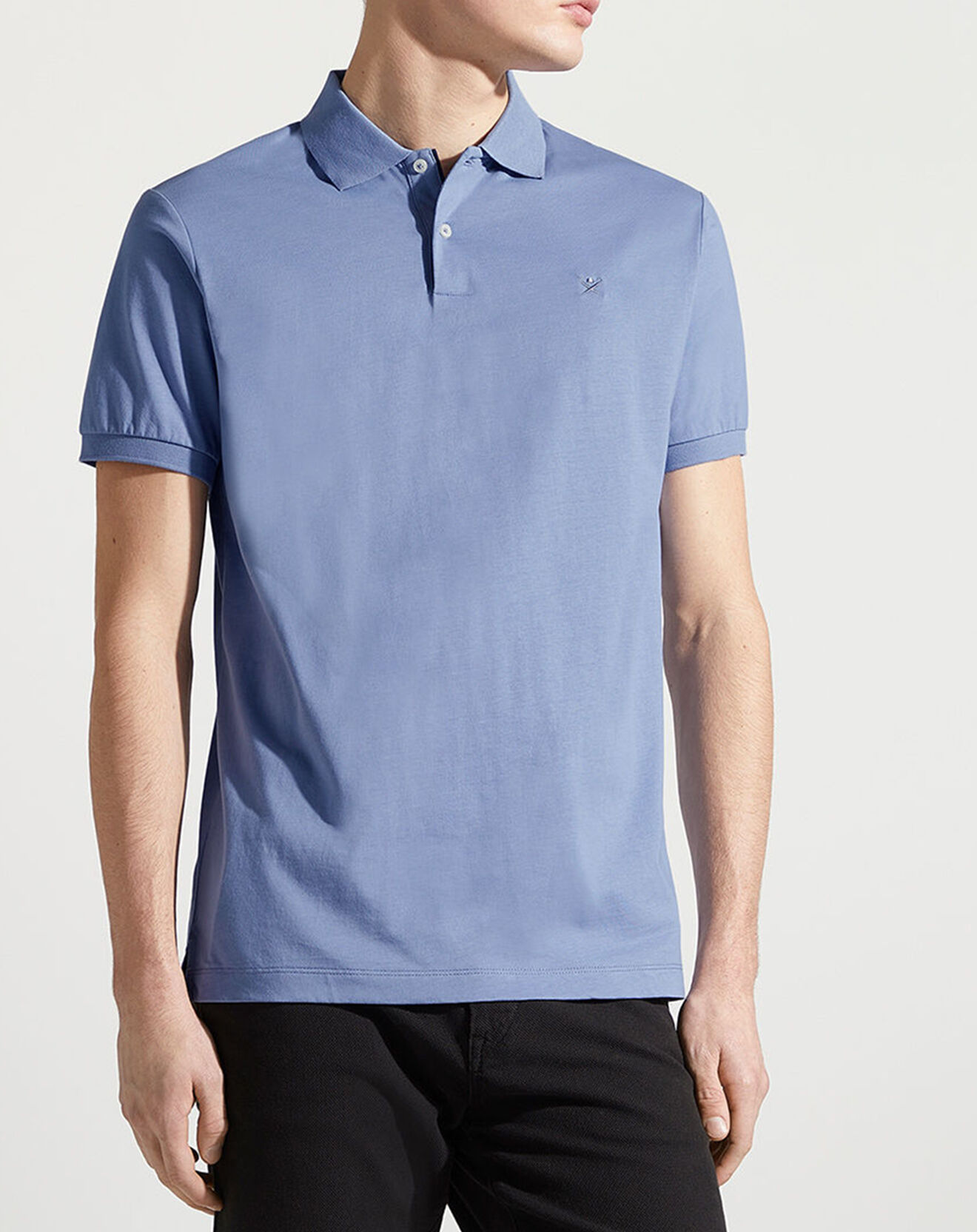 Hackett London Polo en Jersey Regular Fit uni Smart bleu