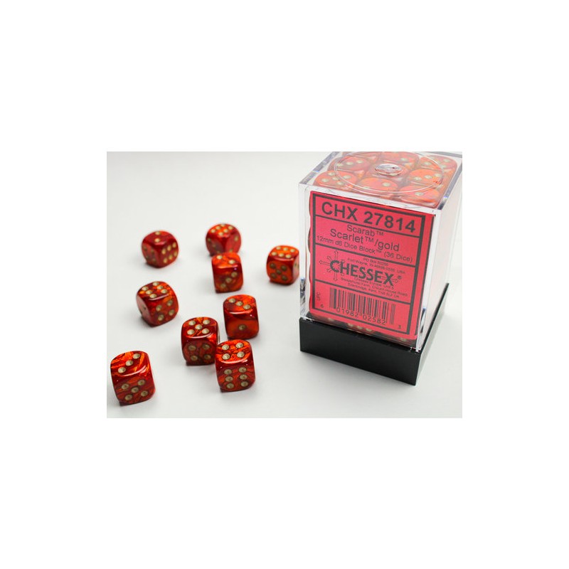 Pack de 36 dés D6 * scarabée * SCARLET