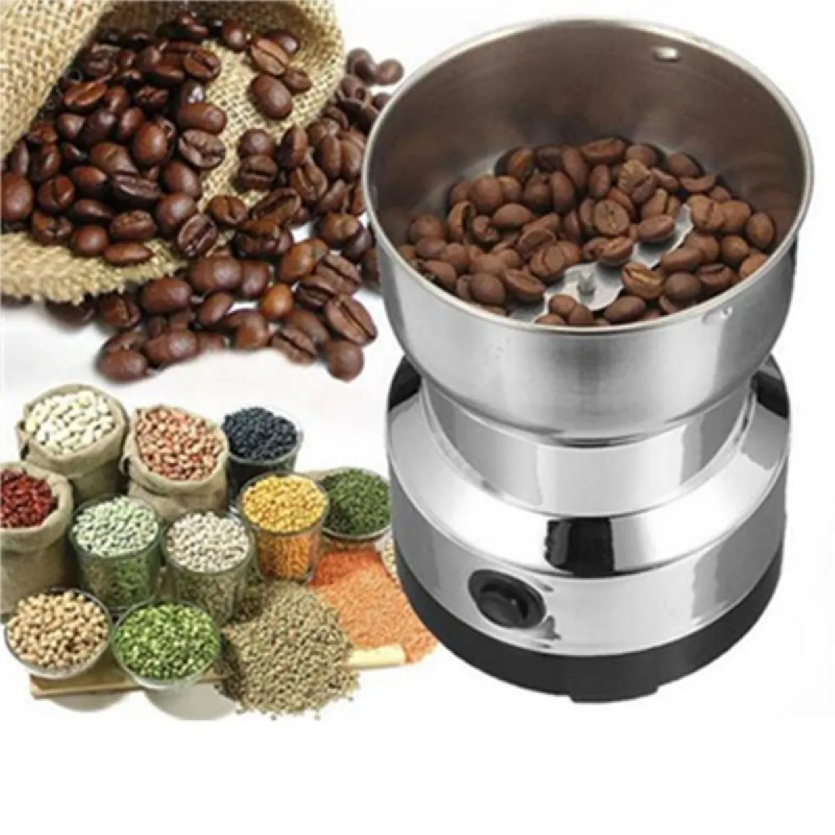 Universal Moulinoir à café 220V Moulinoir à noix de grains de café électrique Mini Moulin à grains de café Maison multifonctionnel Outil de cuisine Prise EU | Moulin à café manuel