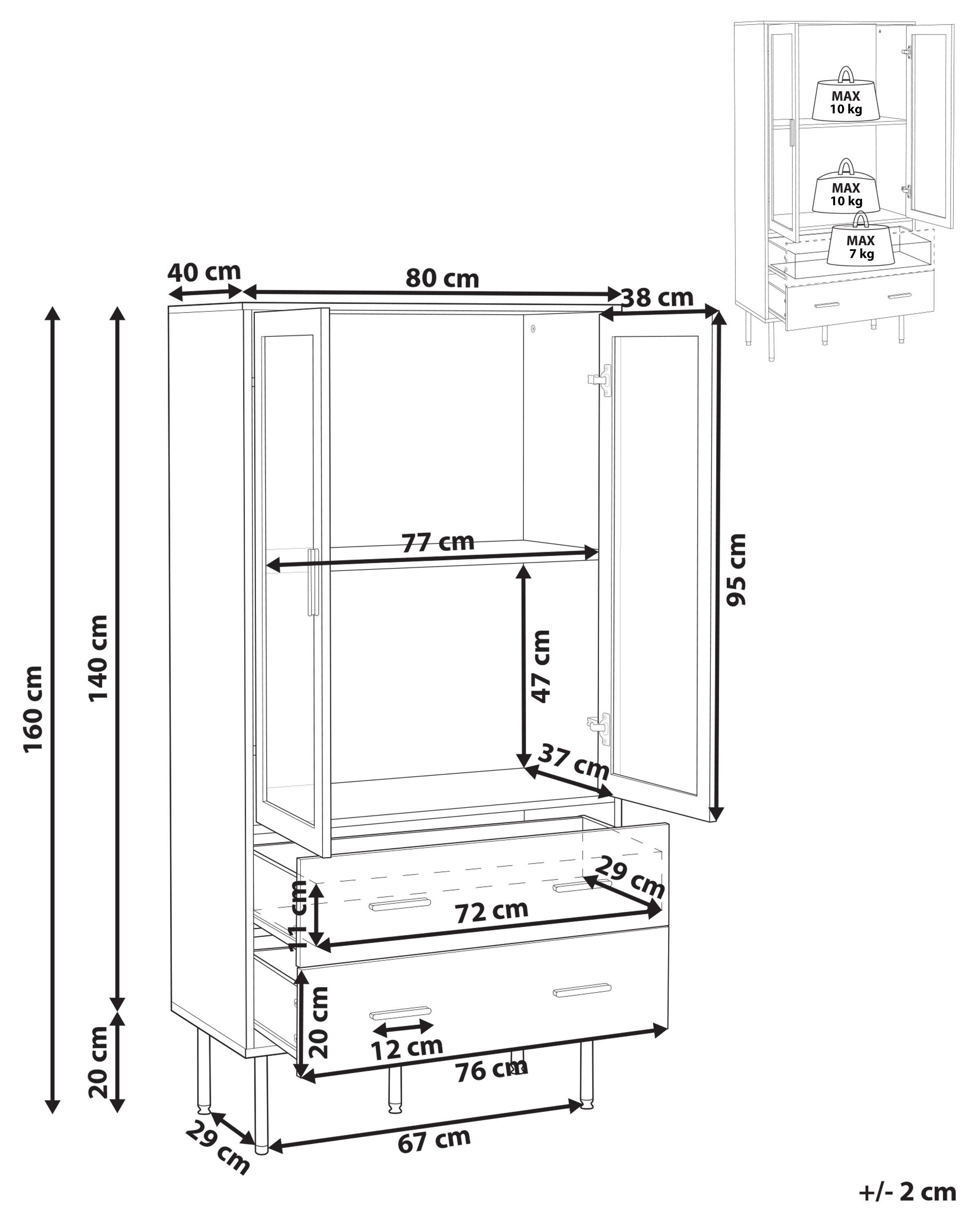 Glazen vitrinekast MILORA 80 cm Wit