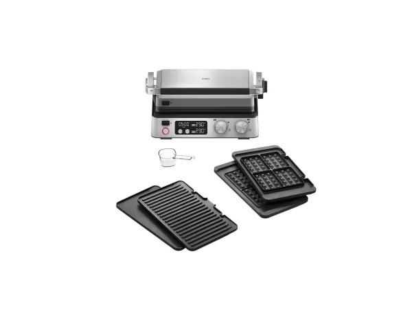Braun MultiGrill 7, Sort, Rustfrit stål, Rektangulær, Knapper, Dreje, 667 cm², 290 x 230 mm, Tryktstøbt aluminium