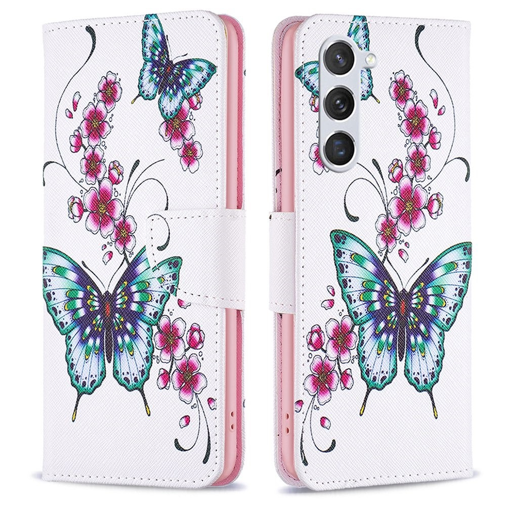 Samsung Galaxy S23 5G Leder Tasche Hülle mit Kartenfach - Schmetterlinge