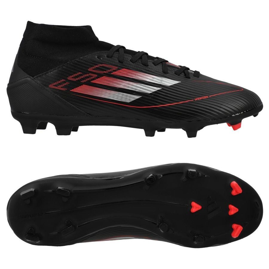adidas F50 League Mid FG/AG Stealth Victory - Noir/Argenté/Lucid Red