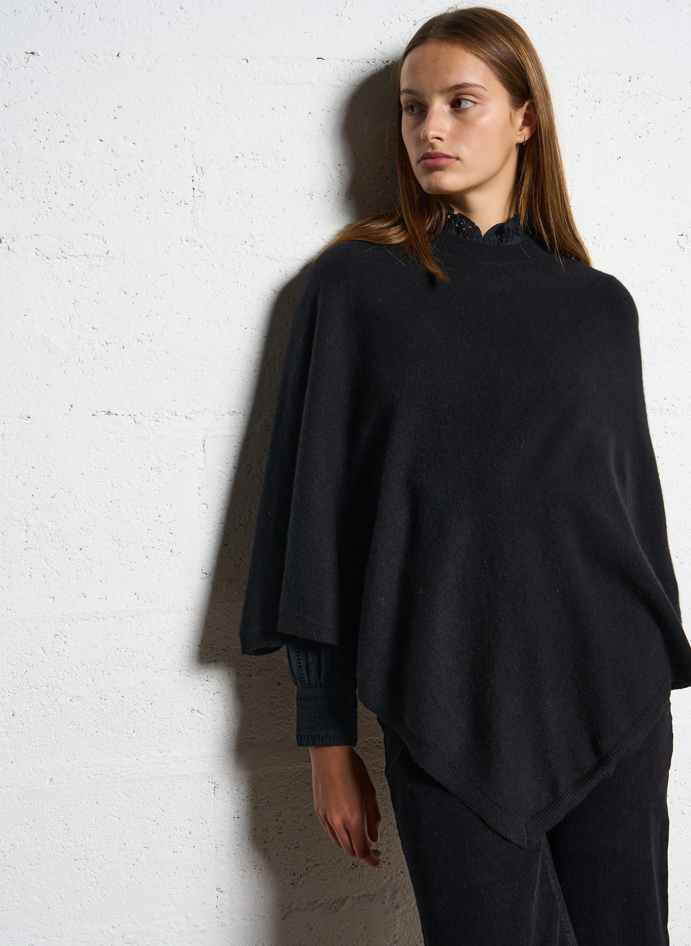 PRESTONY - Poncho en cachemire | Noir