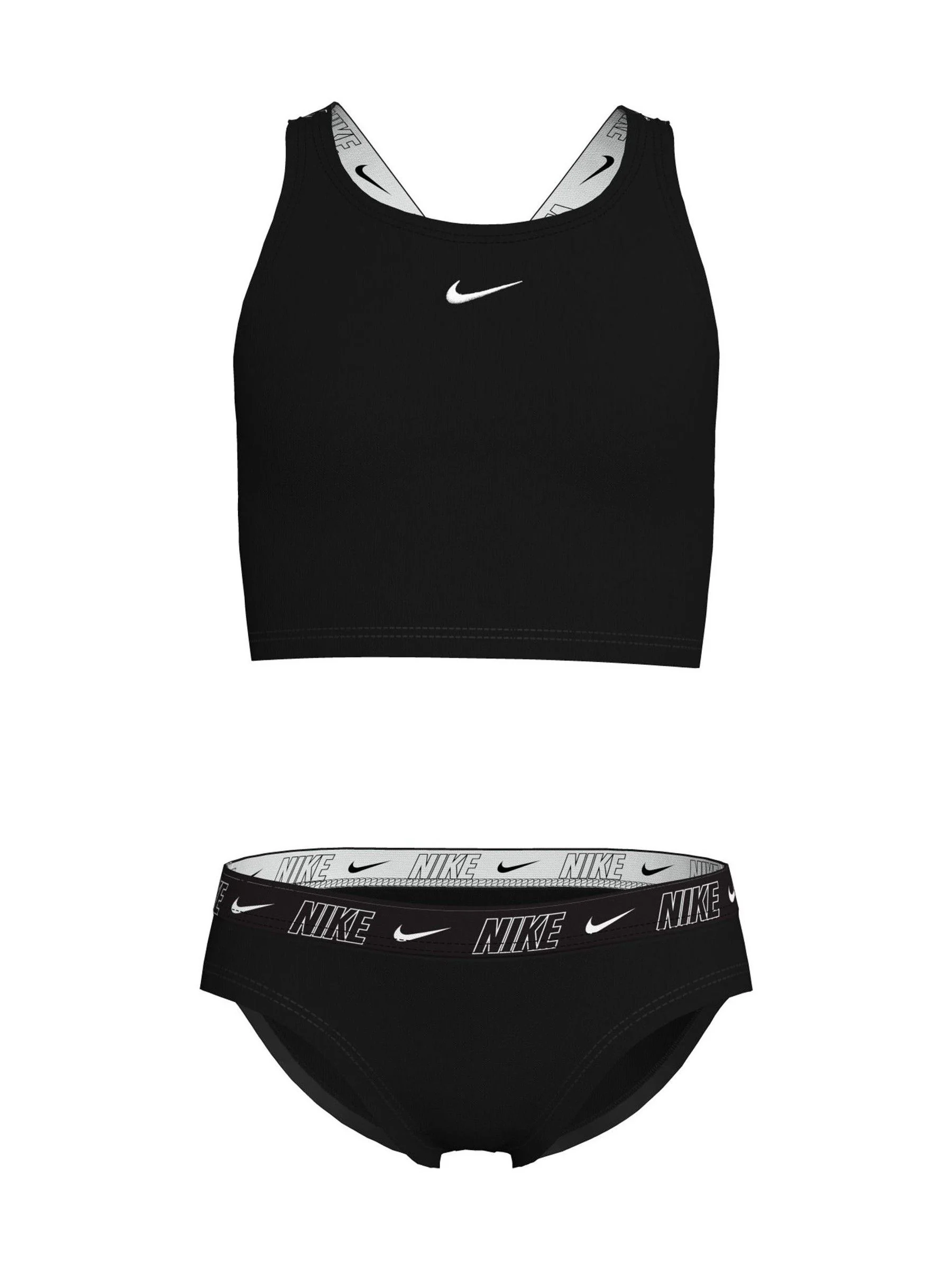 Zwart - Nike bikiniset met gekruiste bandjes en logobies