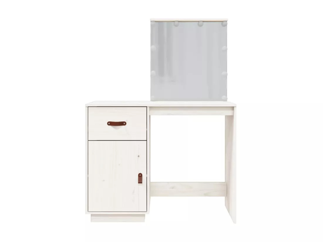 Coiffeuse avec LED Blanc 95x50x133,5 cm Bois de pin massif
