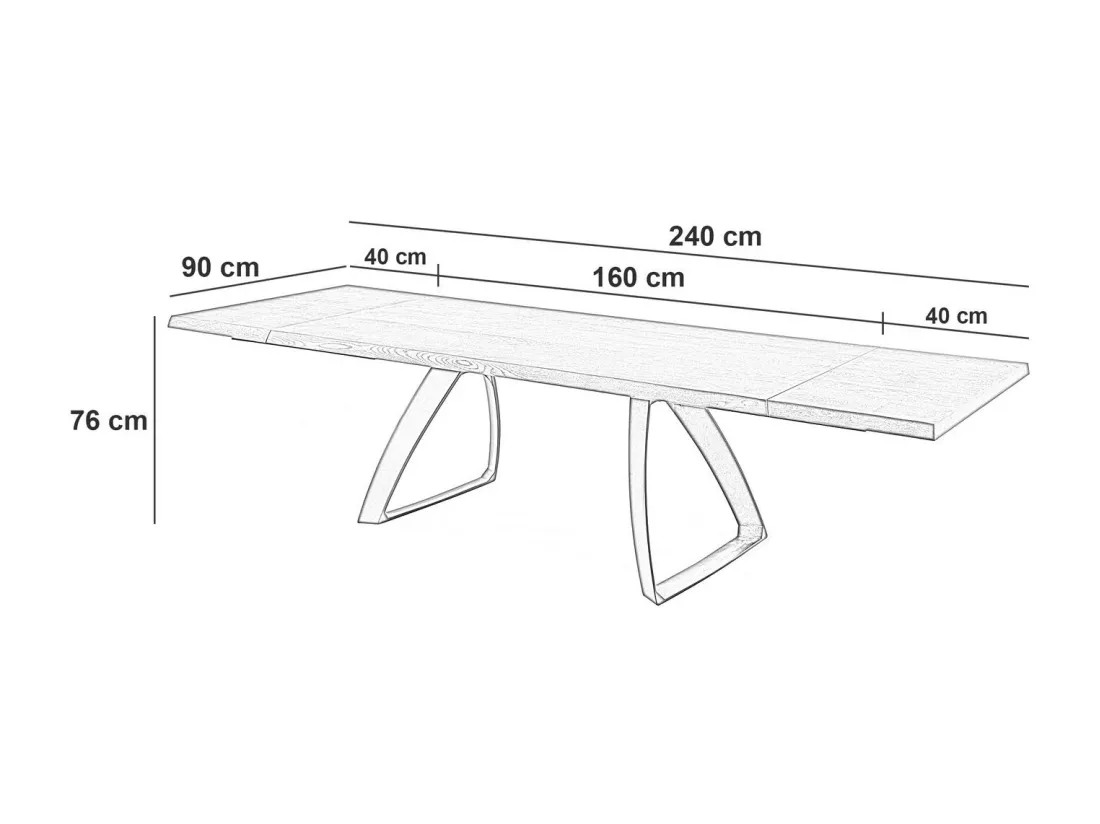 Bridge Table Extensible (160/240 x 90 cm) en Chêne Traité Thermiquement Noir