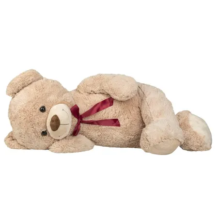 Idena XXL Teddybär hellbraun mit roter Schleife und kuscheligem Fell, ca. 100 cm