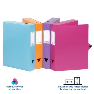 Viquel - Boîte de classement plastique - dos 60 mm - disponible dans différentes couleurs pastels