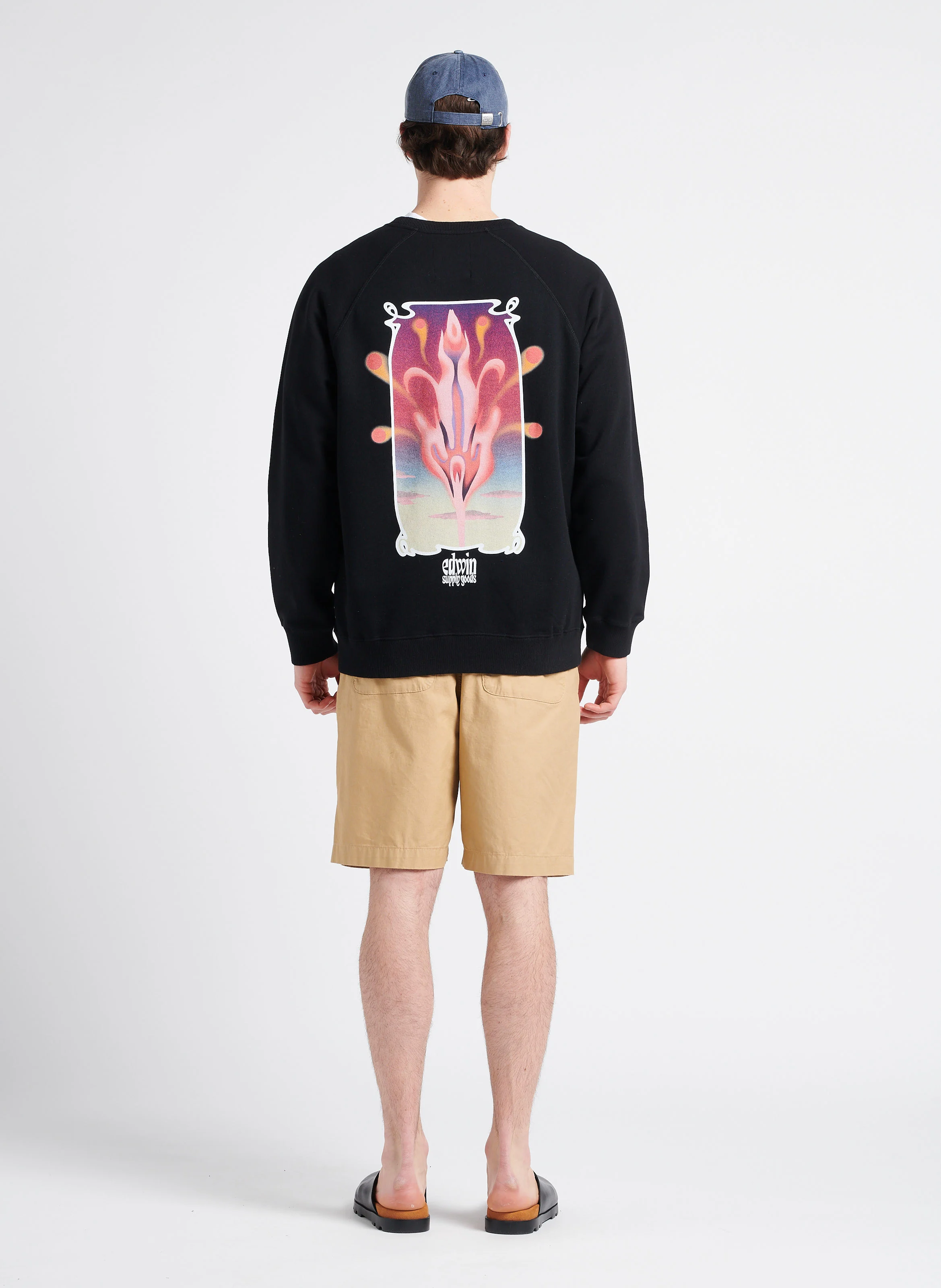 Pull col rond ample à imprimés en coton| Noir