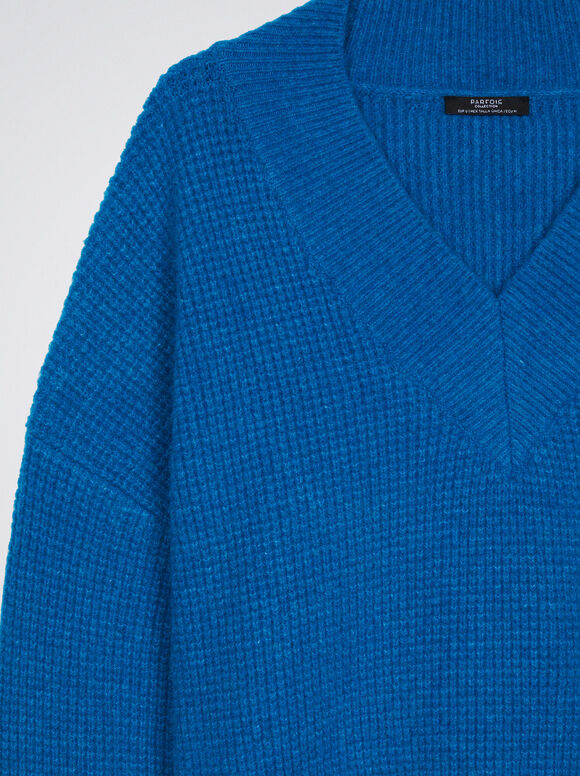 Suéter de tricô em lã - Azul