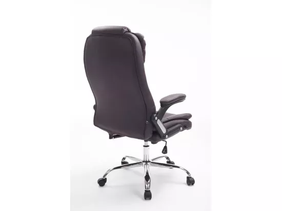Chaise de bureau - Similicuir & Métal chromé - Marron - Thor
