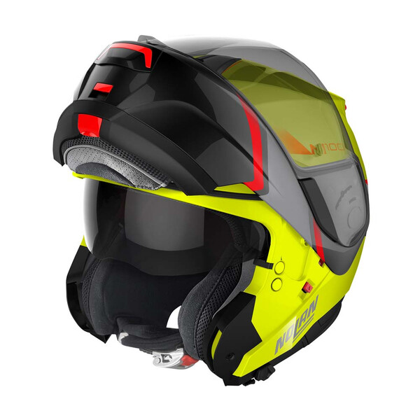 Nolan - Casque N100-6 Paloma N-Com Jaune fluo / Gris / Noir / Rouge / Brillant