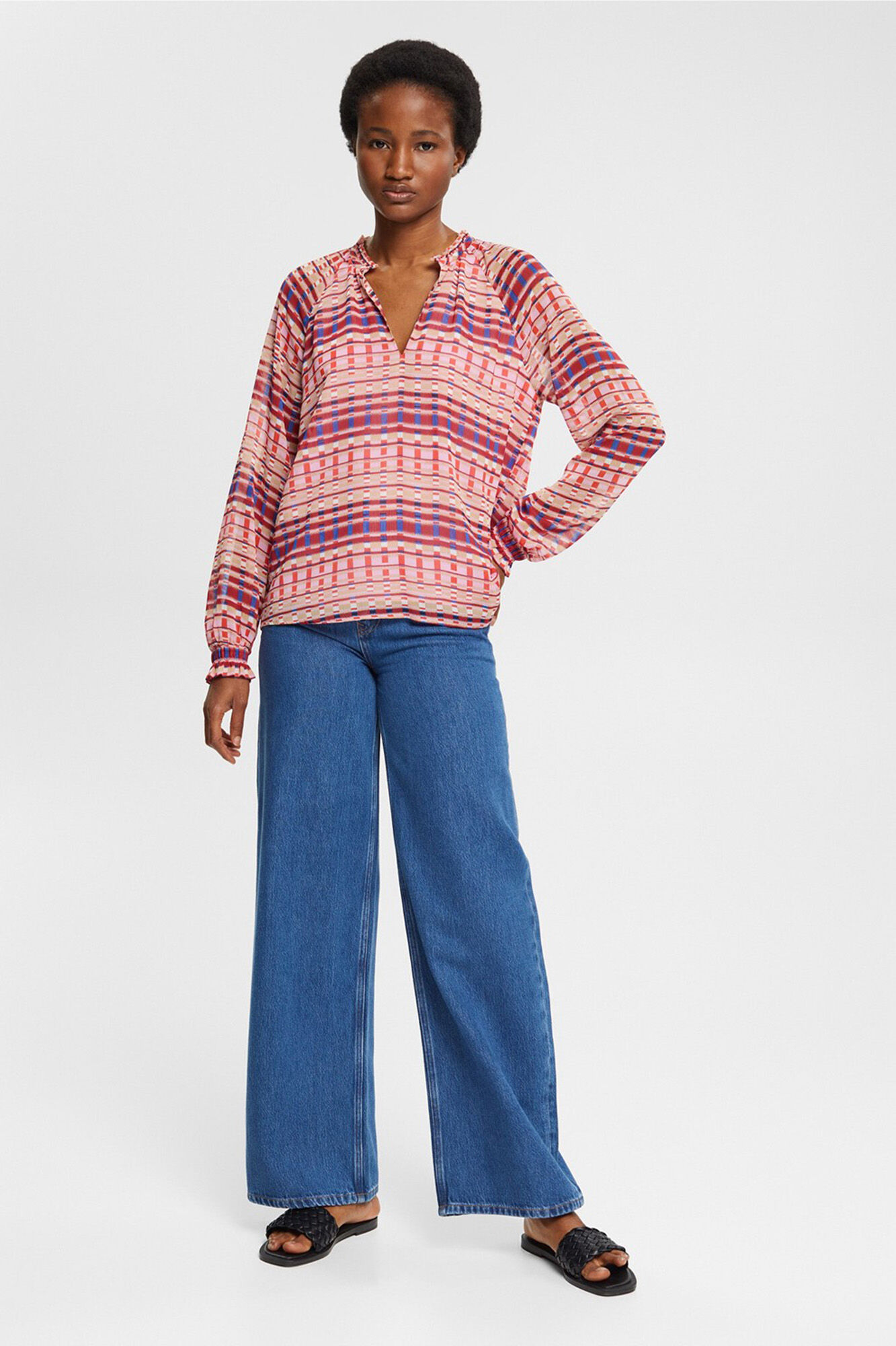 Blusa de chiffon estampada - Multicolorida