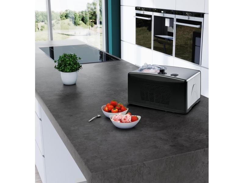 Medion Glacemaschine MD 18387  0.8 l, Schwarz/Silber Eismaschine mit Kompressor