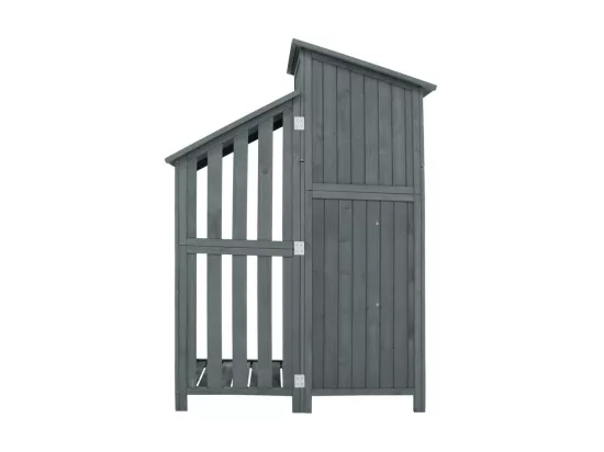 Abri de jardin en bois de sapin - remise à outils avec 2 étagères intégrées - H 173 cm - toit imperméable en PVC - Gris