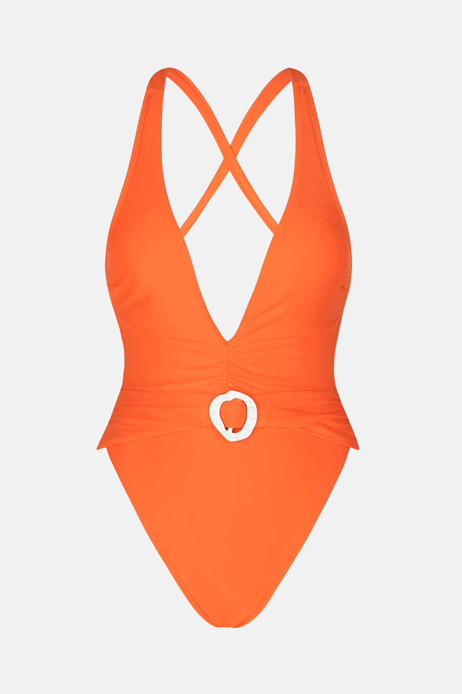 Monokini ultra effronté et ruché avec col plongeant