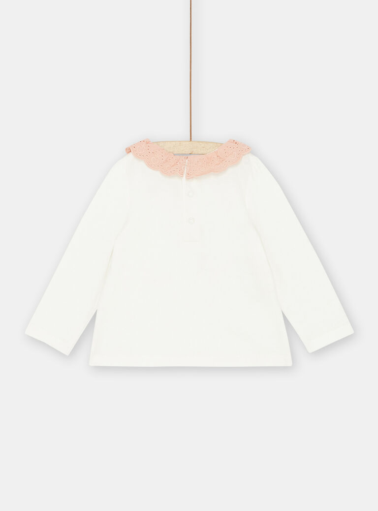 Brassière écrue à col rose bébé fille