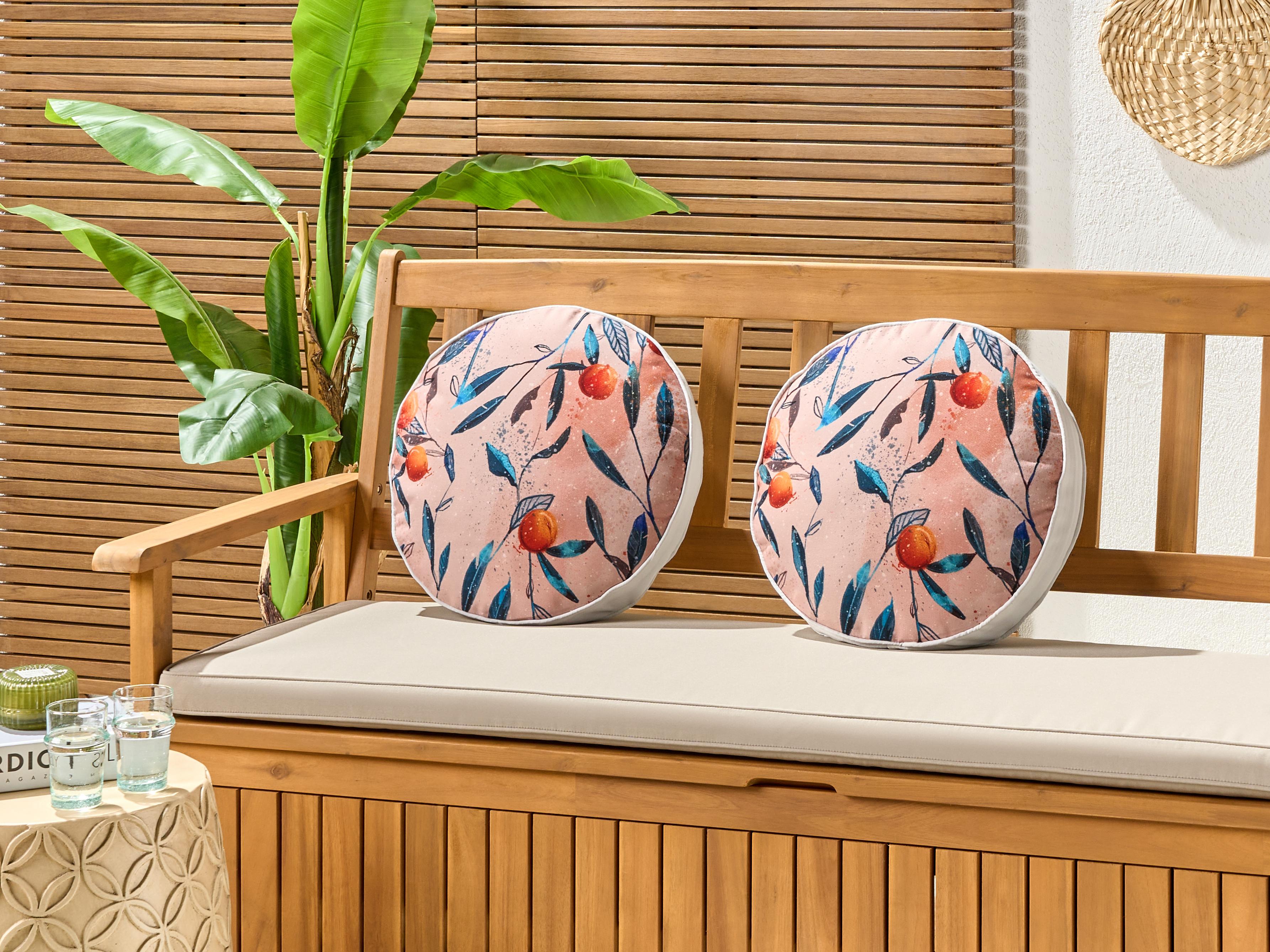 Set van 2 tuinkussens PIALPETTA bladpatroon 40 x 40 cm Oranje
