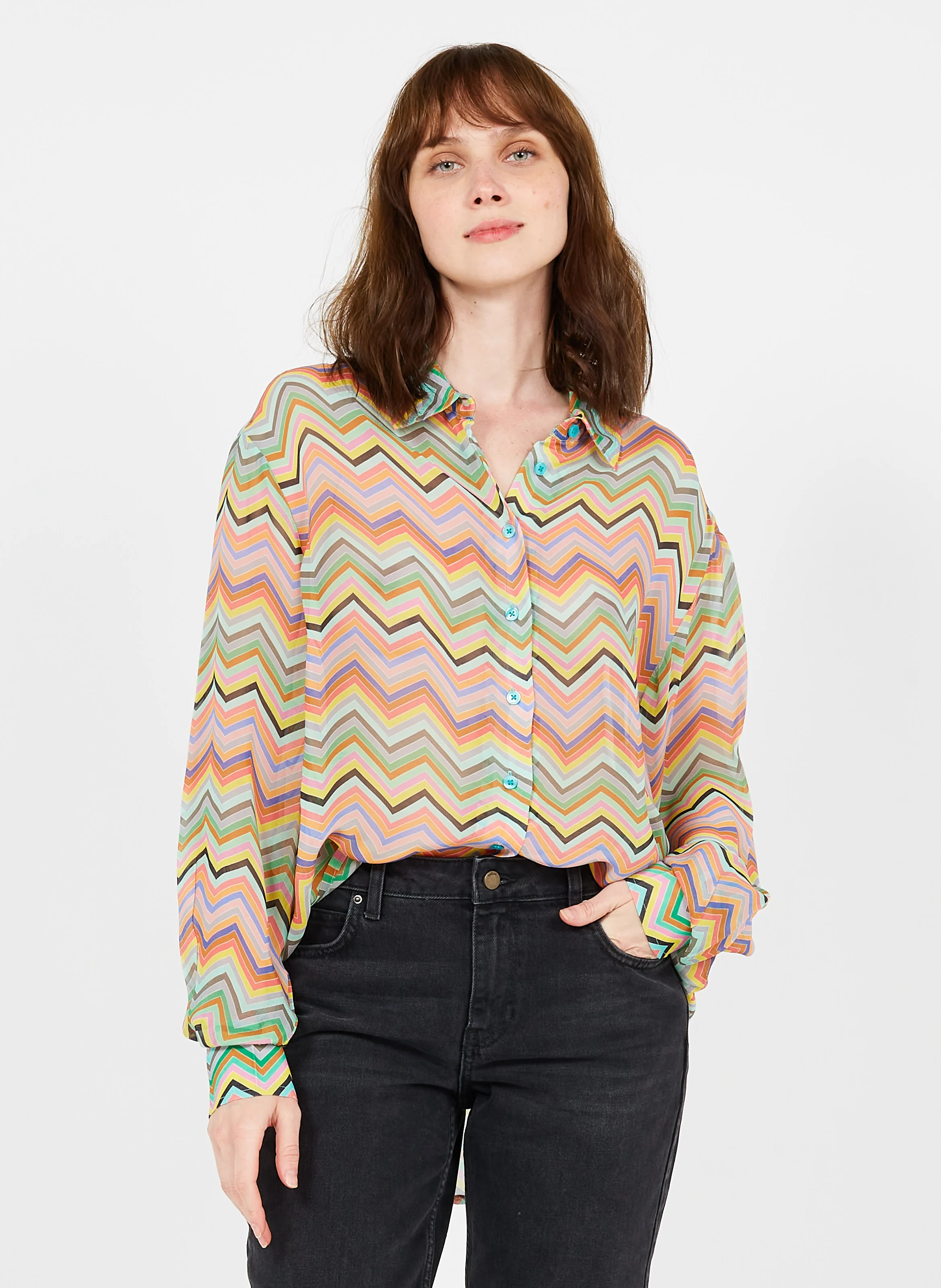 NILI - Chemise col classique ample imprimée | Multicolore