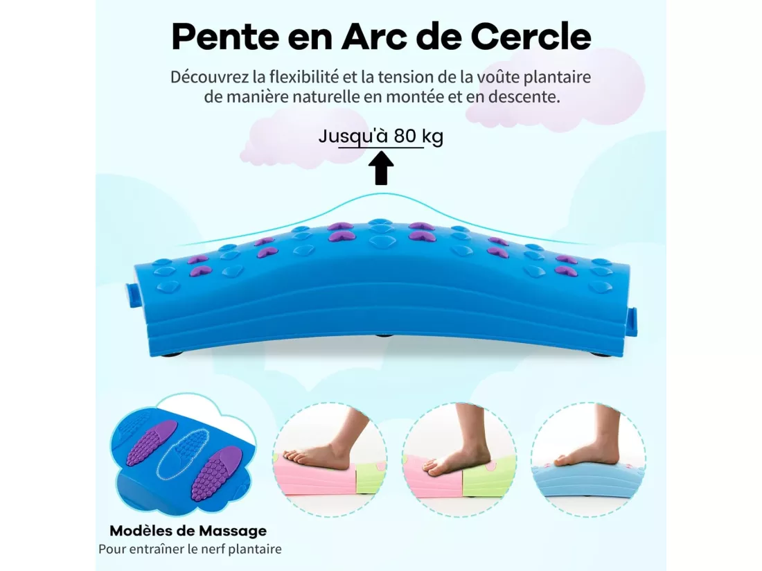 20 Pièces Poutre d'Équilibre Empilable Enfants avec Patin Antidérapant, Tremplins d'Équilibre avec Connexion Ferme Amovible, Charge 80kg pour 4 Enfants de 3 Ans+ (Vert Macaron)