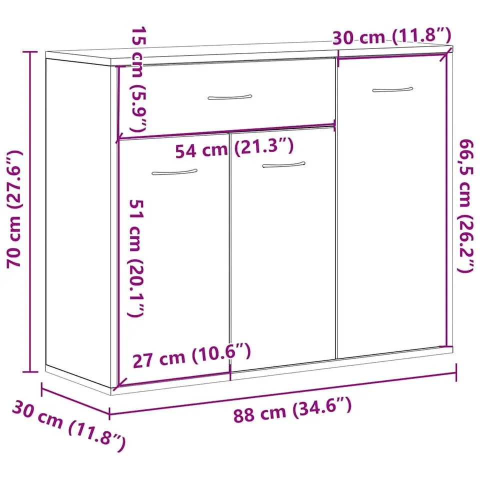 vidaXL - Dressoir - Zwart - Bewerkt hout