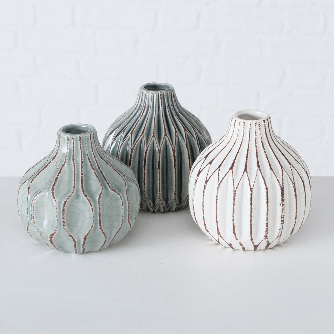 Boltze 3 Vases Lenja multicolores - D.11xH.11 cm