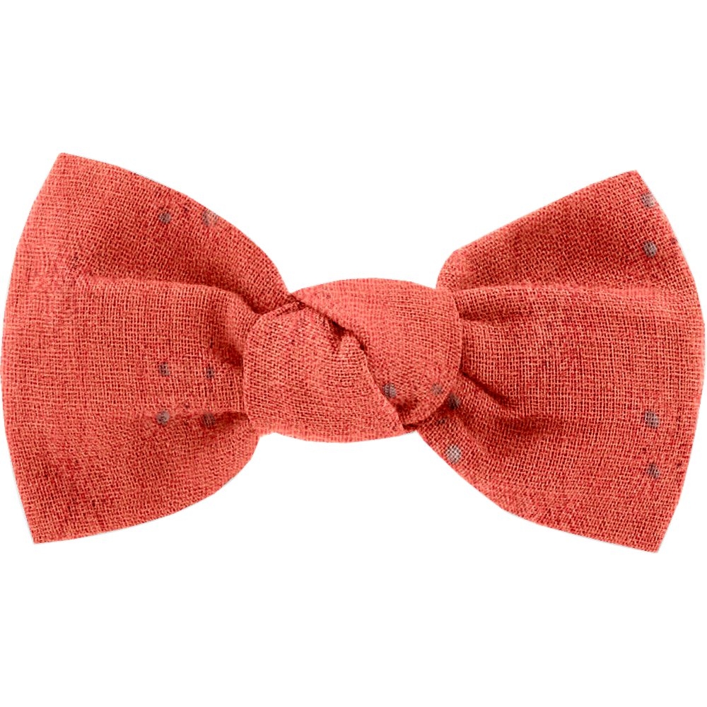 Barrette Petit Noeud Gaze Dentelle Corail