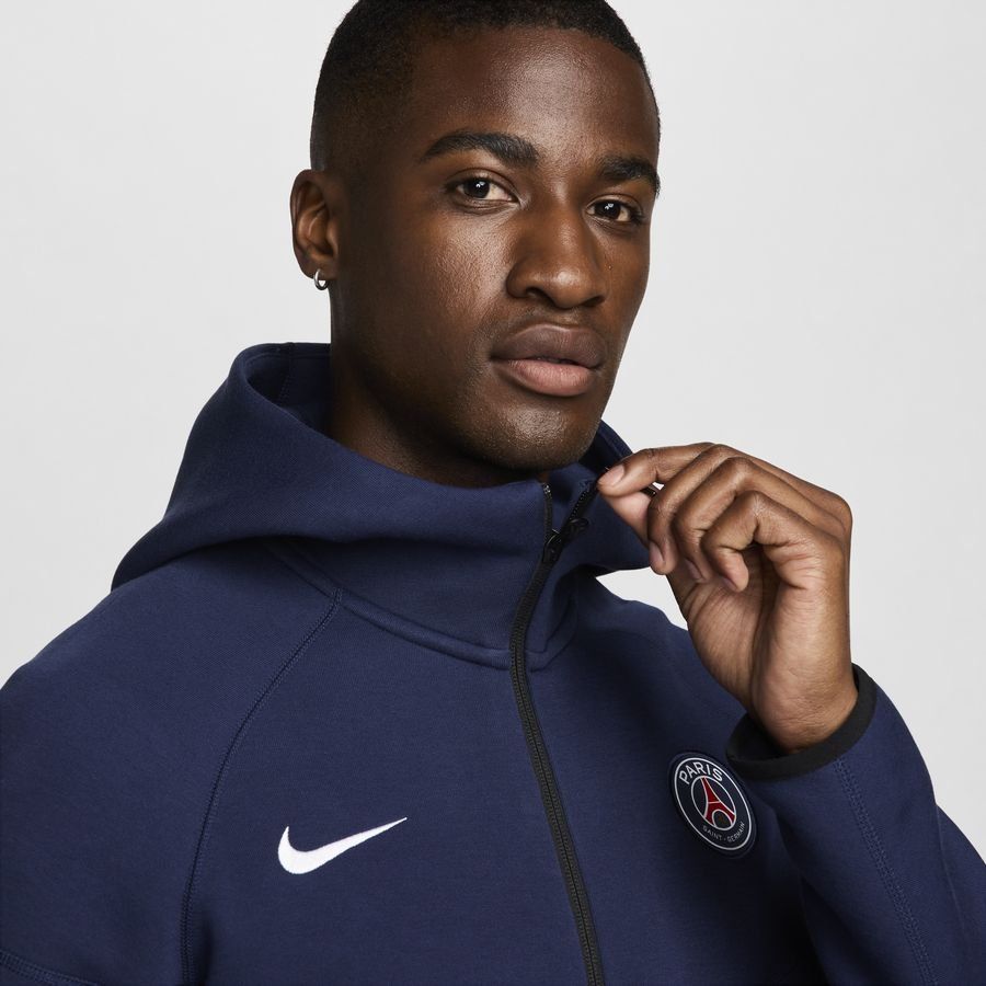Paris Saint-Germain Sweat à Capuche NSW Tech Fleece FZ - Bleu Marine/Blanc