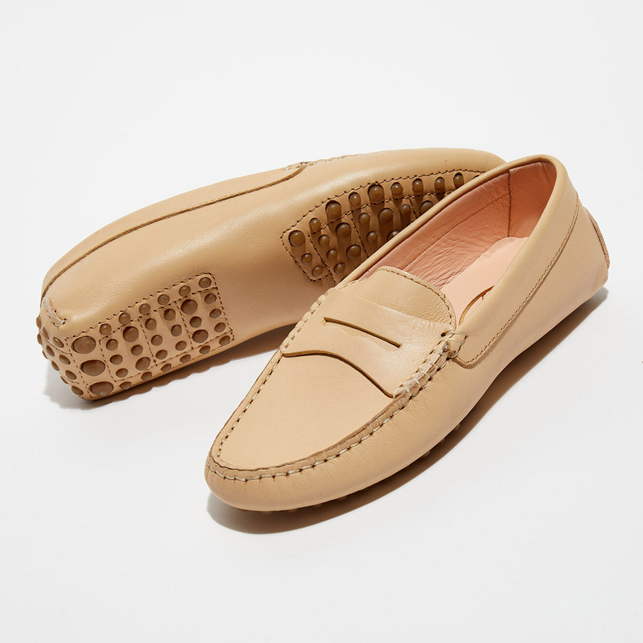 Loafers Mocassins en Cuir Miss beiges