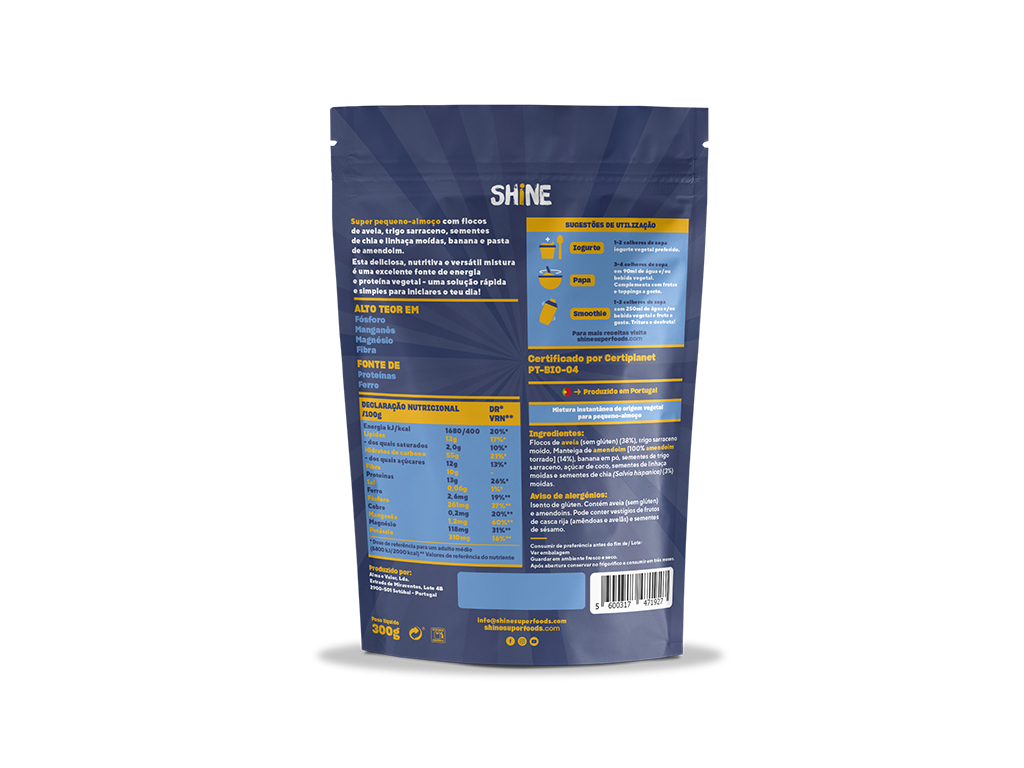 MIX PEQUENO ALMOÇO SHINE AVEIA CHIA AMENDOIM BIO 300G