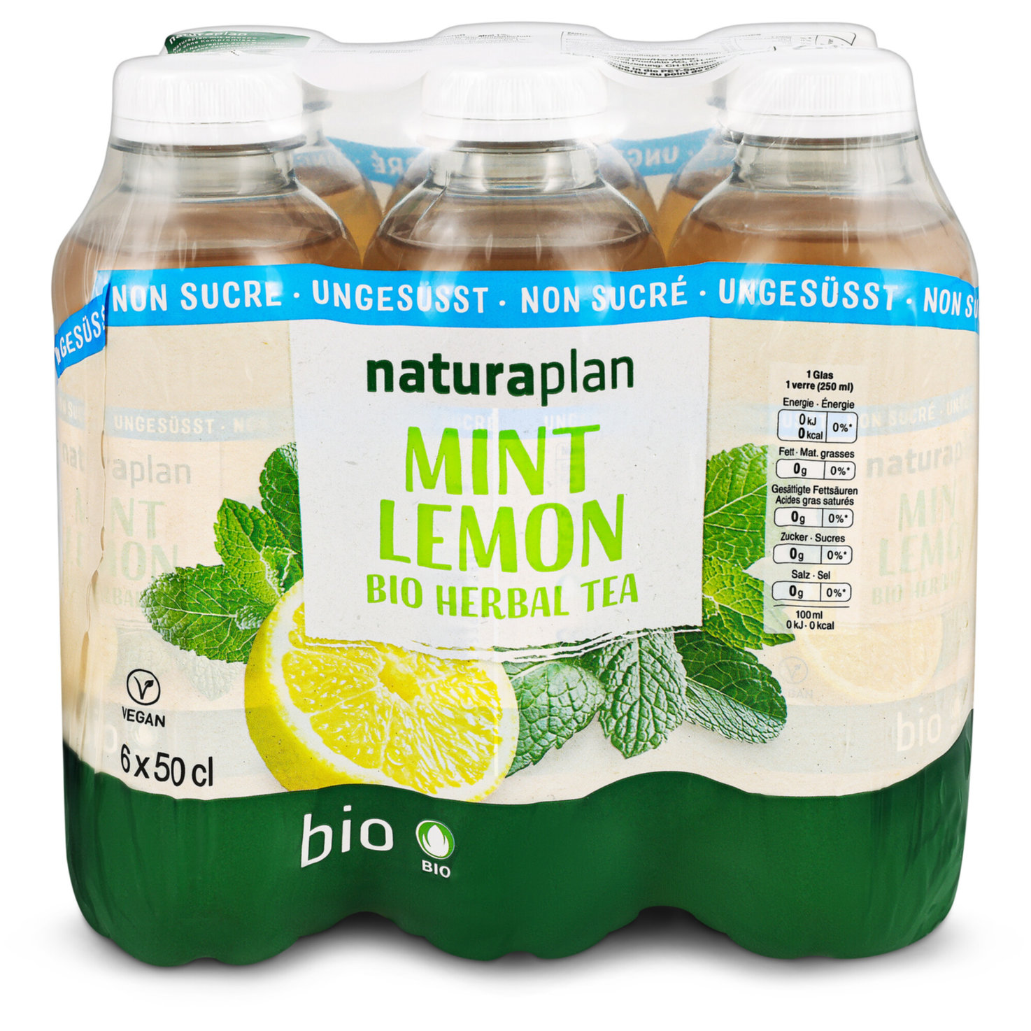 Naturaplan Mint Lemon Bio Herbal Tea ungesüsst 6x50CL -300cl