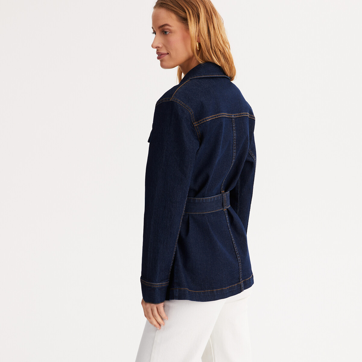 ANNE WEYBURN<br>Colete jeans, modelo reto