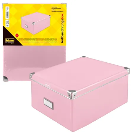Idena Box pink FSC-Rec mit Deckel, 36 x 28 x 17 cm